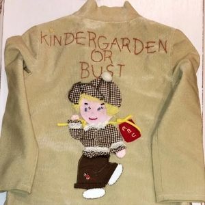 Handmade Girls Kindergarden Or Bust Back to School Skirt Outfit Set Applique Vtg
